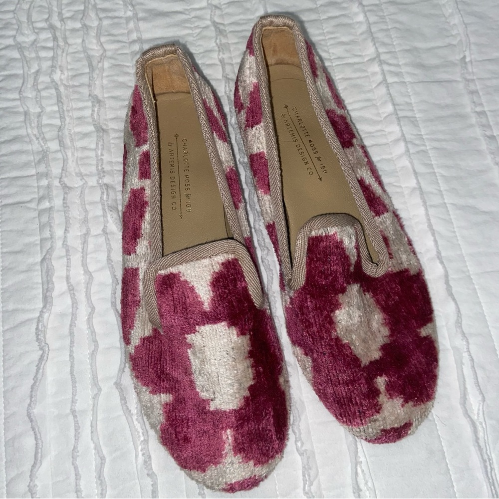 Charlotte Moss women’s 37 dark pink print Tapestry Smoking Shoes quality, unique